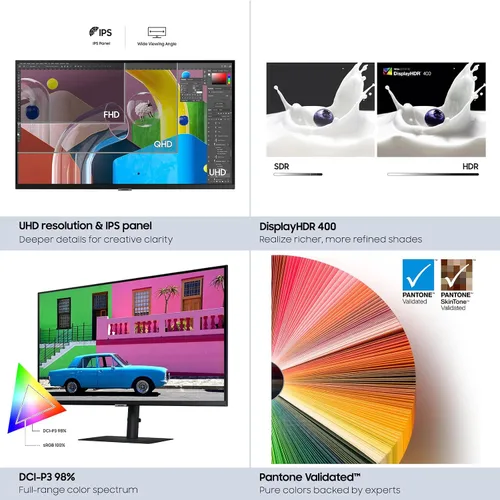 Miniatura 8 de Samsung Monitor de computadora ViewFinity S80PB Series UHD de 27 pulgadas, DCI-P3 98%, VESA DisplayHDR 400, panel IPS, pantalla mate, USB-C