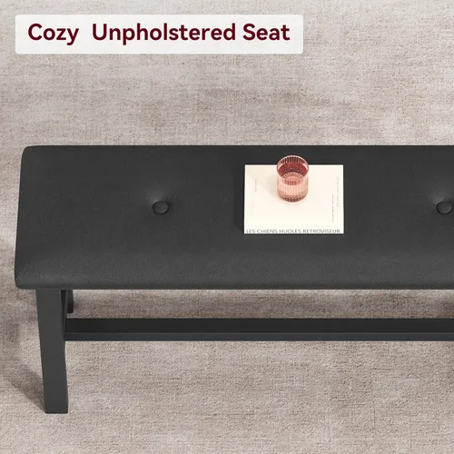 Miniatura 6 de IDEALHOUSE Juego de mesa de comedor para 4, mesa de cocina con 2 bancos tapizados, juego de mesa de comedor rectangular, juego de mesa de cocina