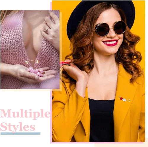 Miniatura 5 de 35 piezas de broche para mujer, suéter, chal, cárdigan, collar, sombrero, clip, escote, retro, perla, cristal, vestido de camisa, clip de camisa