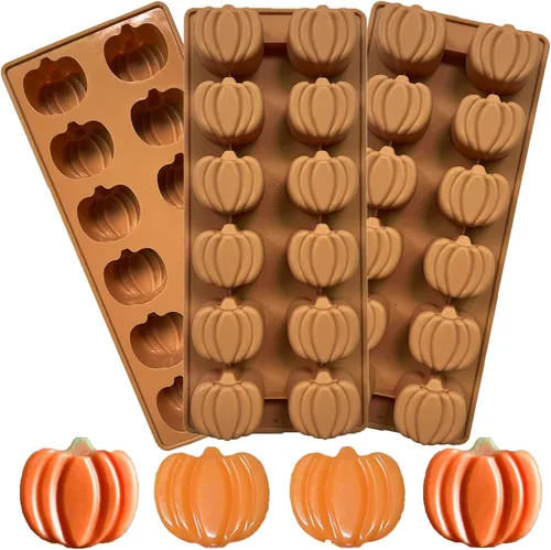 Miniatura 15 de Paquete de 2 moldes de silicona para pastel de calabaza, moldes de silicona para pastel de calabaza, moldes de chocolate de Acción de Gracias, 12