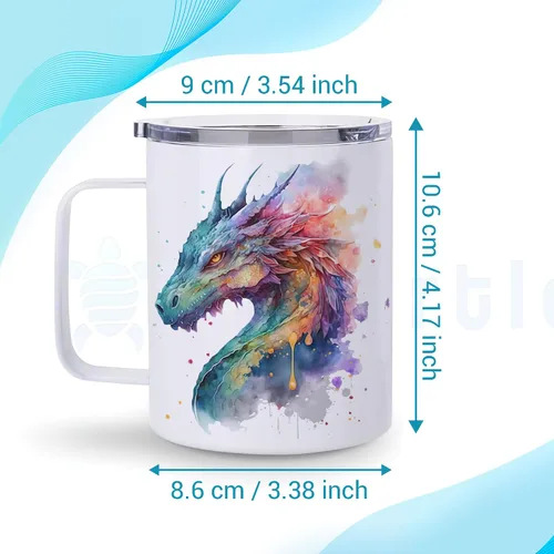 Miniatura 6 de Hyturtle Taza de Dragón - Taza de Café de Acero Inoxidable de 12oz, Regalo para Amantes de los Dragones para Mujeres, Regalo Bonito para Amantes