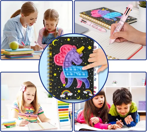 Miniatura 7 de windrio Cuaderno de burbujas para niños, cuaderno de burbujas para niñas, cuaderno de espiral para niños, diario de 8.1 x 5.7 pulgadas con 8