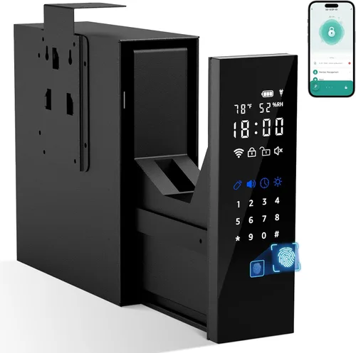 XDeer Caja fuerte biométrica para pistola, control deslizante con pantalla táctil completa, caja fuerte para pistola de acceso rápido 0.01s para