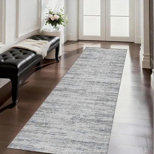Miniatura 44 de Alfombras para pasillos antideslizantes 2x8, alfombra de pasillo moderna lavable para entrada, alfombra de piso suave resistente a manchas para Gris