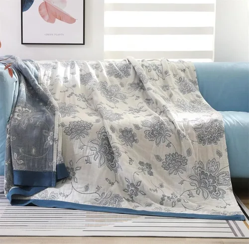Miniatura 59 de MSGKV Manta de Tiro 100% Algodón para Cama Sofá Otoño 90''x 98'' Mantas de Muselina Súper Suaves Cálidas Colcha Bohemia Ligera Mantas Decorativas