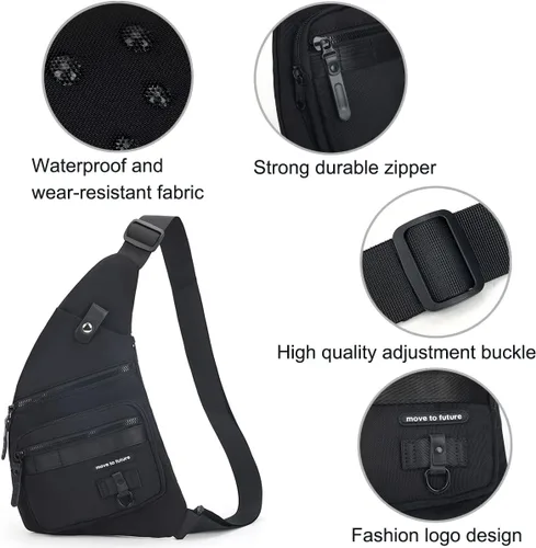 Miniatura 6 de Bolso bandolera antirrobo cruzado en el pecho, mochila de hombro para mujeres y hombres, bolsa de bolsillo personal ligera para senderismo y viajes