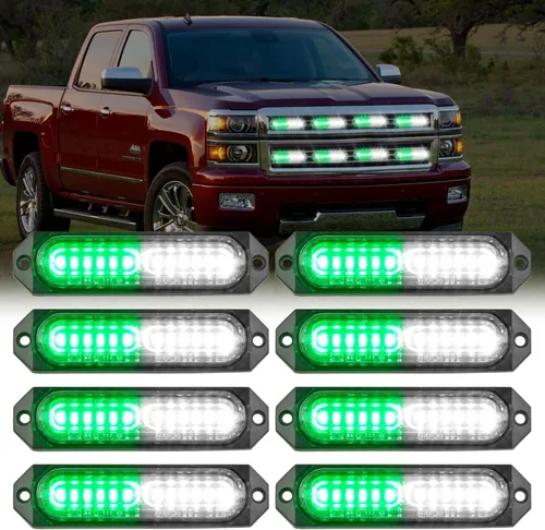Miniatura 30 de Nilight 8 piezas de luces estroboscópicas LED 12 LED ámbar blancas, luz de emergencia 12 V 24 V, luz de advertencia de peligro con función