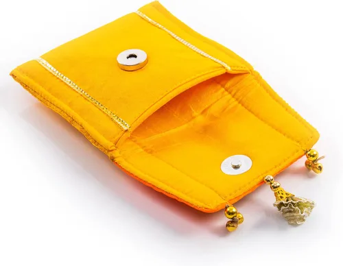 Miniatura 5 de Monedero de trabajo Gota Pati hecho a mano, mano cosida a mano, sobre de boda tradicional étnico dorado para niñas y mujeres, para fiestas, bodas