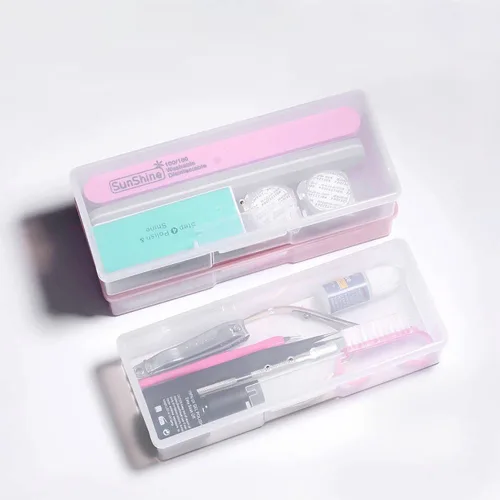 Miniatura 6 de Paquete de 4 cajas de herramientas de uñas, estuche de plástico para limas de uñas, contenedor de pedicura, estuche de almacenamiento de archivos