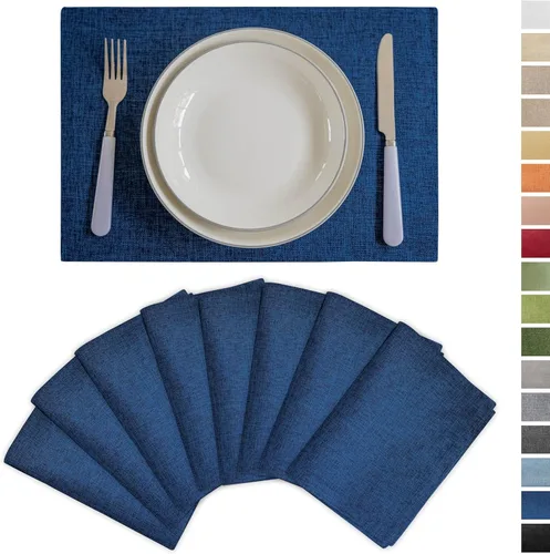 Miniatura 30 de Demetex Juego de 4 manteles individuales de lino resistentes al calor, manteles individuales de arpillera para comedor, cocina, banquete, lino claro