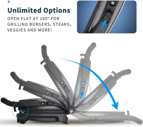 Miniatura 7 de Aigostar Panini Press Grill Sandwichera y hervidor eléctrico pequeño 1L 1100W