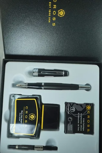 Cross Serie limitada Bailey - Juego de regalo de pluma estilográfica con corte de diamante con punta de diamante, con tinta embotellada, convertidor