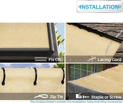 Miniatura 4 de Patio Rollo de Tela de Sombra Solar de 12' x 40' Tela de Sombra 6/8/12 PIES para Patio, Vela de Malla para Exteriores Toldos de Sombra Solar