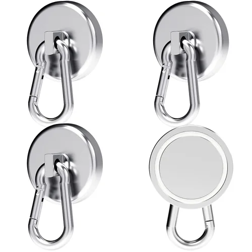 Ganchos magnéticos de neodimio de 160 libras, resistentes con mosquetón giratorio, perfectos para refrigerador, parrilla, cocina, almacén, oficina,