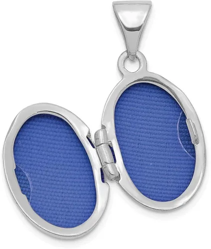Miniatura 2 de Colgante de oro blanco macizo de 14 quilates con cruz ovalada de 0.630in.