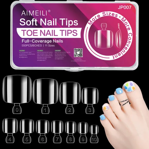Miniatura 10 de AIMEILI 432 puntas de uñas postizas cortas de almendra, redondas, de cobertura completa, para extensión de uñas de remojo, uñas postizas acrílicas a