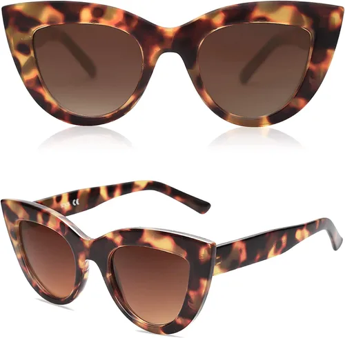 Miniatura 5 de SOJOS Paquete de 2 lentes de sol retro vintage Cateye para mujer lentes de espejo UV400 SJ2939