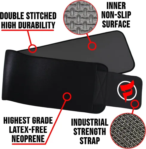 Miniatura 3 de Fitru Cinturón Reductor de Cintura Sauna para Mujeres y Hombres - Envoltura Abdominal para Entrenamiento de Cintura Negro