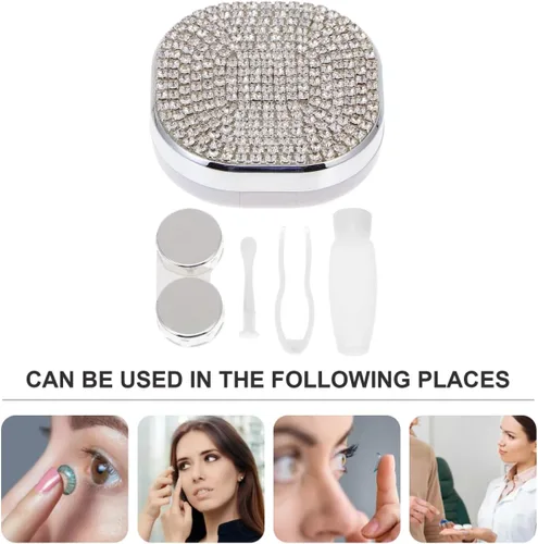Miniatura 8 de Healifty Estuche para lentes de contacto portátil Kit de viaje para lentes de contacto con espejo y pinza de espejo, botella de solución