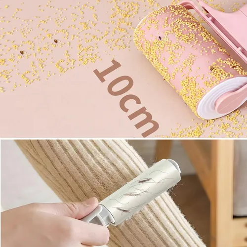 Miniatura 2 de Rodillo de pelusa reutilizable, paquete de 2 unidades, rodillo adhesivo lavable con cubierta para pelo de mascotas, removedor de pelusa portátil Rosa
