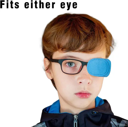 Miniatura 2 de Paquete de 2 parches para ojos, parches reutilizables para ojos izquierdo y derecho para niños, niños pequeños, ojos perezosos (azul) (2)