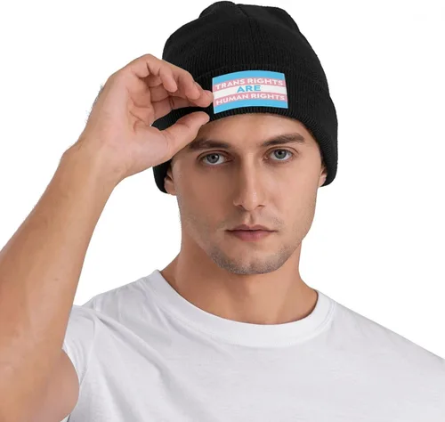 Miniatura 8 de Trans Rights are Human Rights LGBT Beanie Hat Men Winter Warm Hat Women Knit Slouchy Skull Cap Hedging Hat Black
