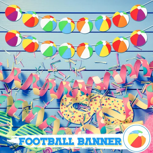 Miniatura 6 de Boao 4 pancartas de bola de playa colgantes, guirnalda de playa, decoraciones de fiesta de verano, pancartas de piscina, banderines para verano