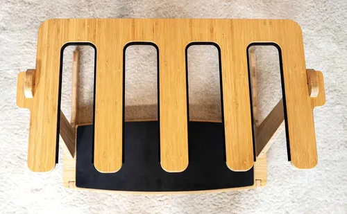 Miniatura 2 de Grassracks Estante vertical independiente para tablas de surf de alta calidad, soporte de bambú magistralmente hecho para 4 tablas de surf