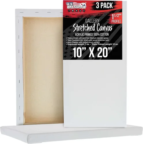 Miniatura 21 de U.S. Art Supply Lienzo estirado mediano para pintar de 12 x 48 pulgadas, profundidad de galería de 1-1/2 pulgadas de grosor, paquete de 2 – triple