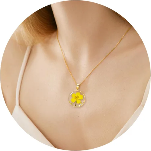 Miniatura 81 de Pressed Flower Necklace Gift for Women Personalized Handmade Necklaces Birth Flower Necklace