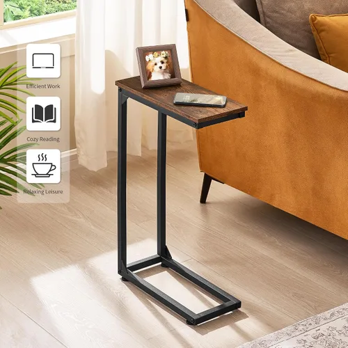 Miniatura 5 de DALEMHOME Mesa auxiliar en forma de C, mesa de sofá que se desliza por debajo, mesa auxiliar pequeña para sofá, sofá y cama, bandejas de TV juego