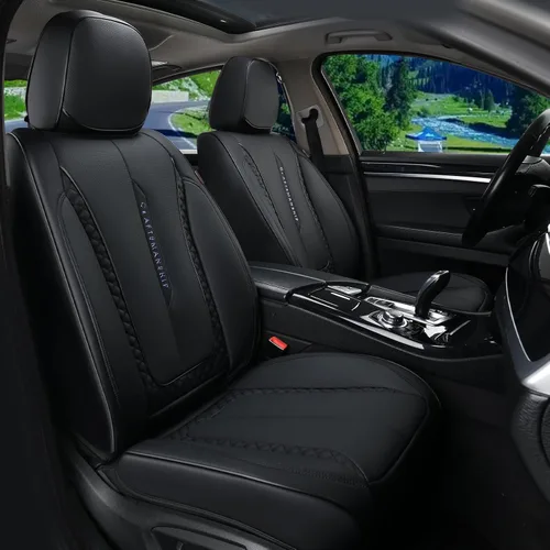 Miniatura 38 de Coverado Juego completo de fundas de asiento de automóvil, fundas rojas para asientos delanteros y traseros, de piel de napa impermeable, cojín
