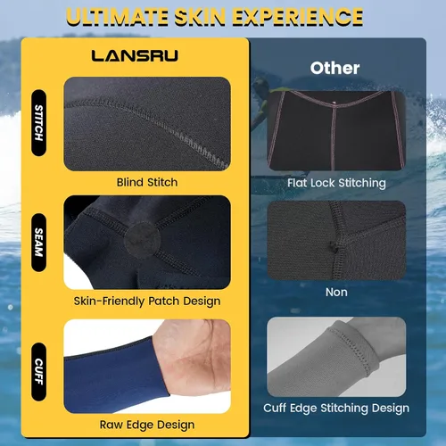Miniatura 4 de Traje de neopreno para hombre, 5/0.157 in mejorado de neopreno CR para hombres, traje térmico ideal para agua fría, cremallera trasera para surf