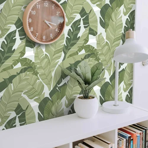 Miniatura 15 de Papel tapiz para despegar y pegar, hojas verdes, papel tapiz de palmeras tropicales, 16.1 x 118 pulgadas, papel de contacto extraíble autoadhesivo