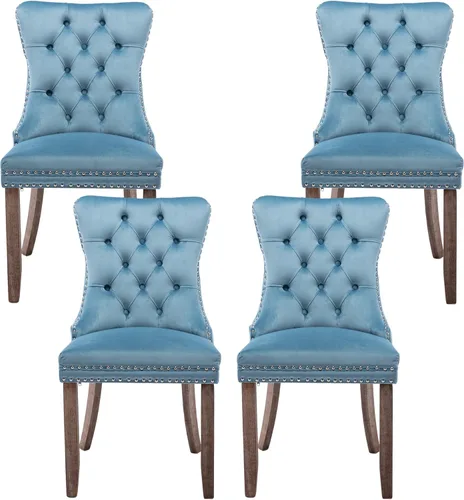 Miniatura 61 de Silla de comedor copetuda moderna de terciopelo para comedor, sillas de comedor tapizadas con remache de clavo, anillo trasero para cocina, comedor