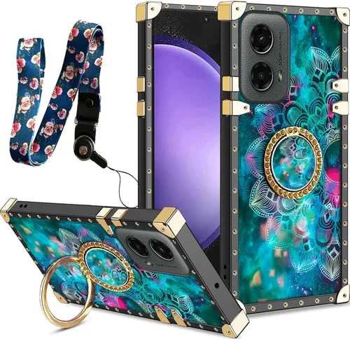 Miniatura 25 de nancheng Funda para Motorola Moto One 5G Ace/One 5G UW Ace Luxury Colorful Love Heart Bee Design Gold Electroplated Phone Cover with 360° Diamond