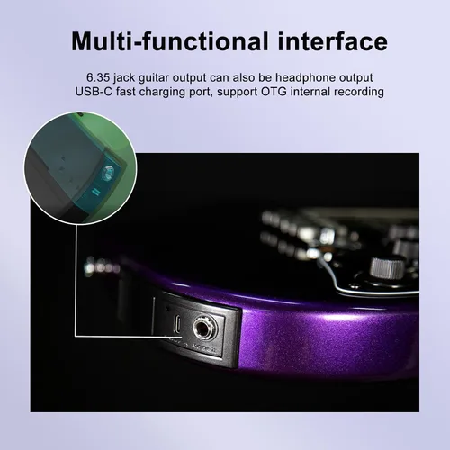 Miniatura 4 de GTRS P800 - Guitarra eléctrica inteligente de práctica con APP, 16 simulaciones de guitarra, efectos y 12 horas de vida de batería, looper de 80