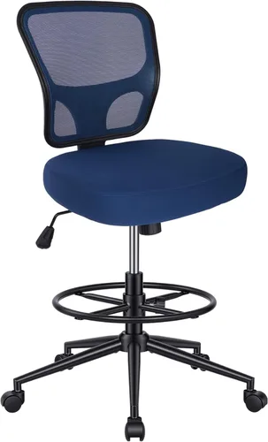 Miniatura 11 de Silla de dibujo sin brazos, silla de oficina alta, altura ajustable, respaldo alto, silla de escritorio ergonómica, taburete de dibujo, taburetes