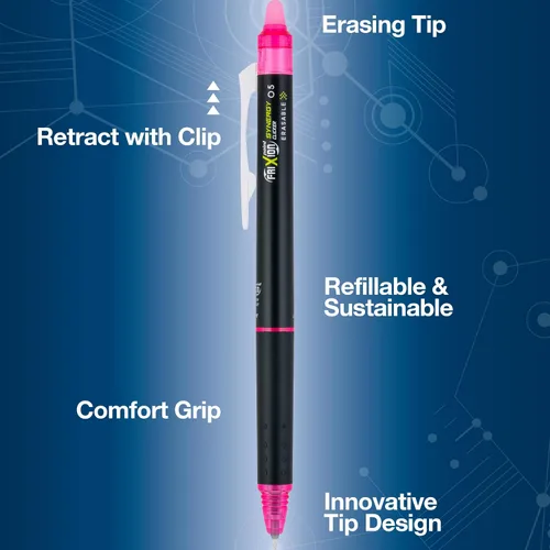 Miniatura 4 de Pilot FriXion Synergy Clicker Bolígrafos de tinta de gel borrables, recargables, retráctiles, punta extra fina de 0.5 mm, paquete de 12, rosa