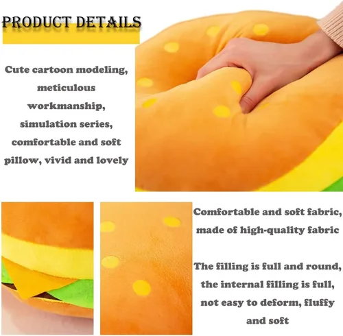Miniatura 3 de Almohada de hamburguesa con queso de felpa de 11.8 pulgadas, regalo para niños