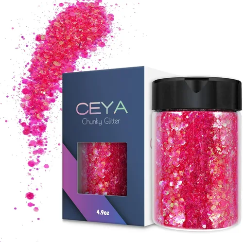 Miniatura 20 de Ceya Polvo de purpurina blanca ultra fina de 3.5 onzas/3.53 oz de ópalo mágico iridiscente para manualidades de 1/128 pulgadas, 0.008 pulgadas