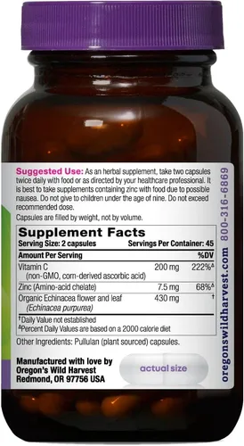 Miniatura 2 de Oregon's Wild Harvest Echinacea con cápsulas de zinc y vitamina C, 90