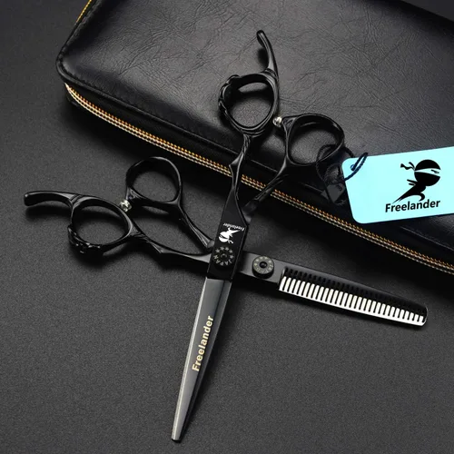 Miniatura 8 de Tijeras de corte de pelo, 6.0 pulgadas negras profesionales japón 440C tijeras de corte de pelo – peluquería de mezcla/adelgazamiento/texturización