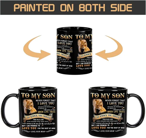 Miniatura 7 de Shqiueos Regalos inspiradores para el día del padre para hijo de mamá a mi hijo, taza de león, regalo de cumpleaños para hijo de parte de mamá, te