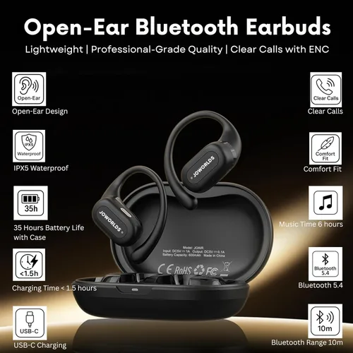Miniatura 3 de Auriculares Bluetooth de conducción de aire, IPX5 impermeables de conducción de aire, audífonos sobre la oreja con micrófono, auriculares sobre