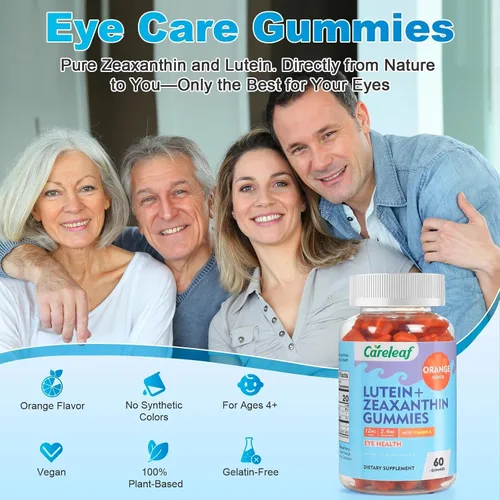 Miniatura 4 de Suplementos veganos de luteína y zeaxantina, luteína para ojos con zeaxantina y vitamina A, gomitas de luteína para alivio de ojos secos y visión