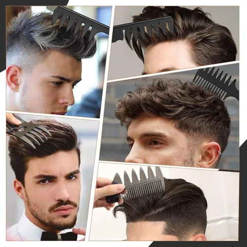 Miniatura 6 de DUAIU - Cepillo de pelo para hombres, 7 peines para hombres, juego de peines para peinar el cabello con cepillos de ventilación para el cabello