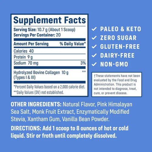 Miniatura 2 de NativePath Péptidos de colágeno – Colágeno hidrolizado tipo 1 y 3. Proteína en polvo cetogénica y paleo alimentada con pasto para cabello, piel