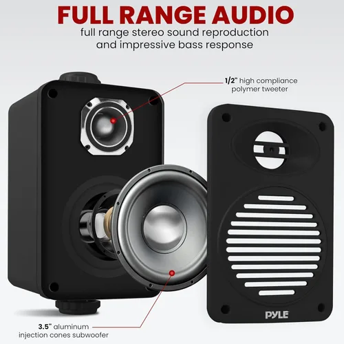 Miniatura 2 de Pyle Par de altavoces para interiores y exteriores – Sistema de altavoces de rango completo de 2 vías de 200 vatios a prueba de agua dual de 3.5