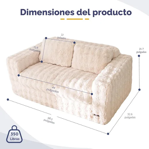 Miniatura 2 de MAXYOYO Sofá de dos plazas para sala de estar, sofá pequeño acolchado sin estructura, cómodo sillón tipo puf para espacios pequeños, dormitorio